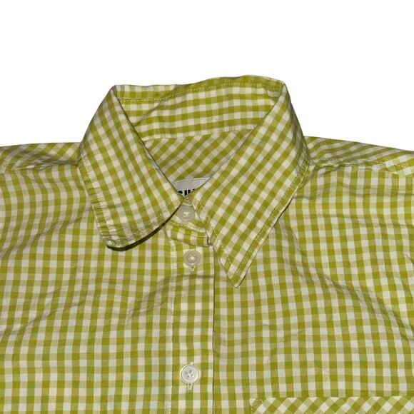 Sunday Best Eliza Top Women's Size XS White Pear Green Gingham S/S Button Front - Picture 2 of 7